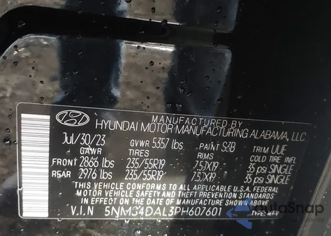 2023 Hyundai Santa Fe Limited from USA, damaged, VIN 5NMS4DAL3PH607601